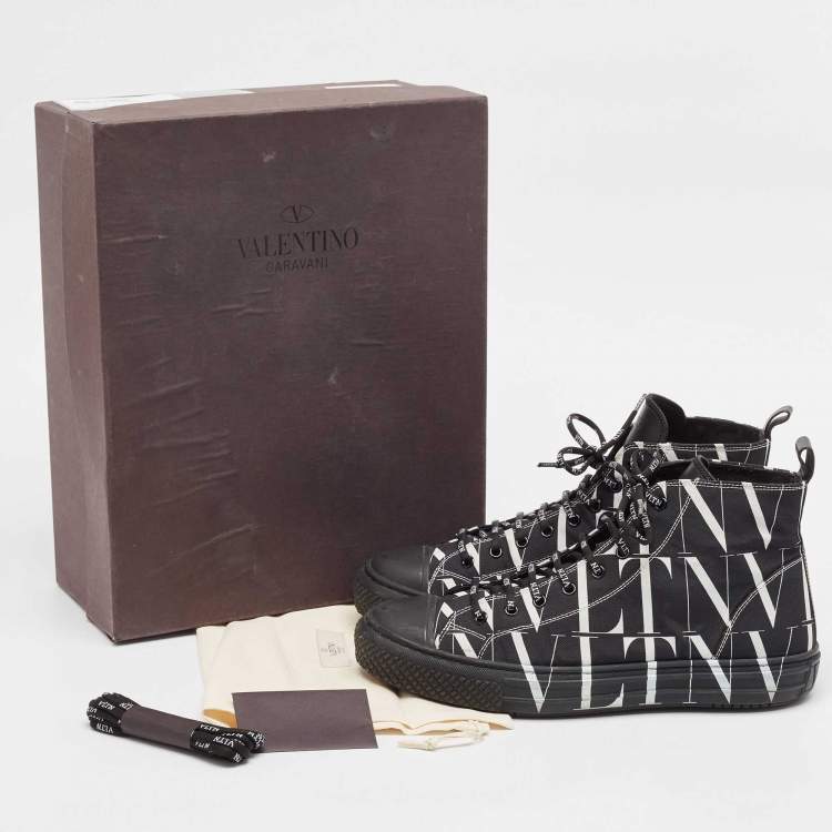 Pre Owned Valentino Black/White Canvas VLTN Times Sneakers Size 43
