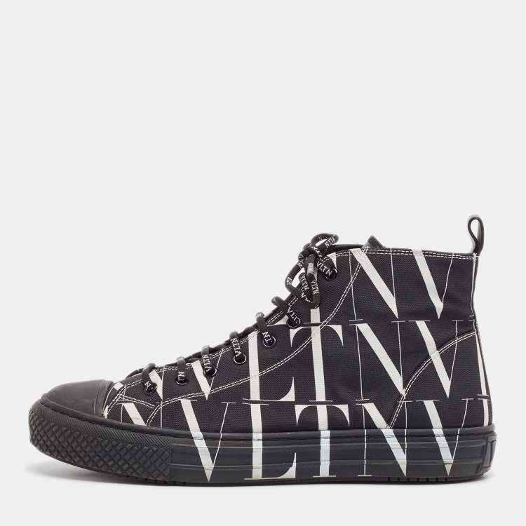 Pre Owned Valentino Black/White Canvas VLTN Times Sneakers Size 43