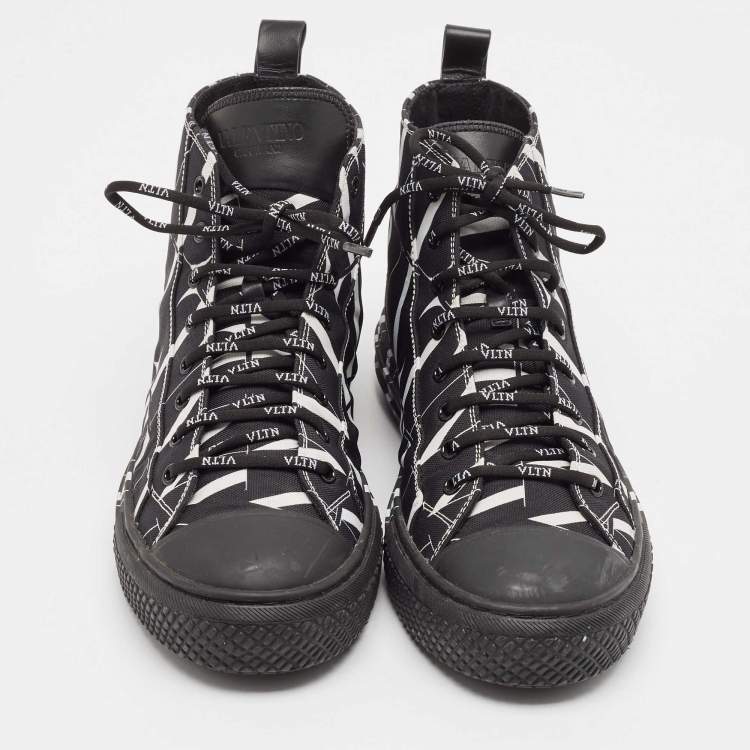 Pre Owned Valentino Black/White Canvas VLTN Times Sneakers Size 43