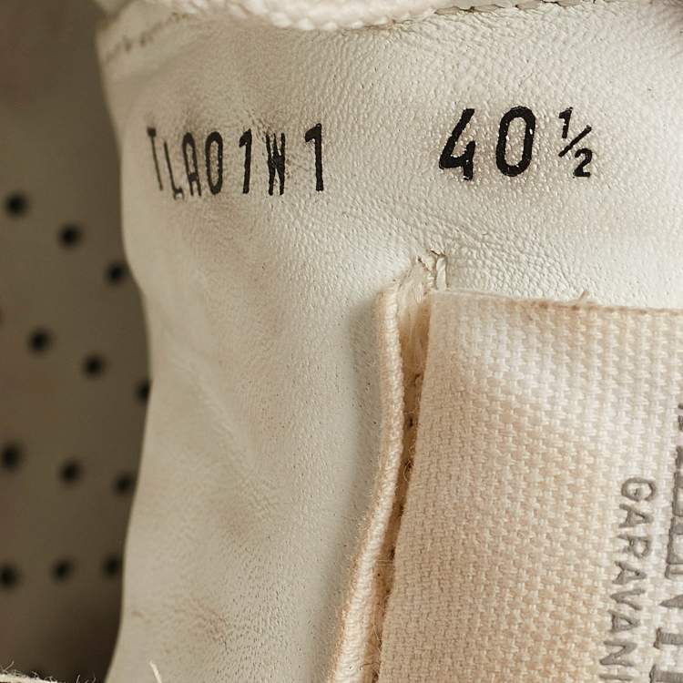 Pre Owned Valentino White Leather Rockstud Lace Up Sneakers Size 40.5