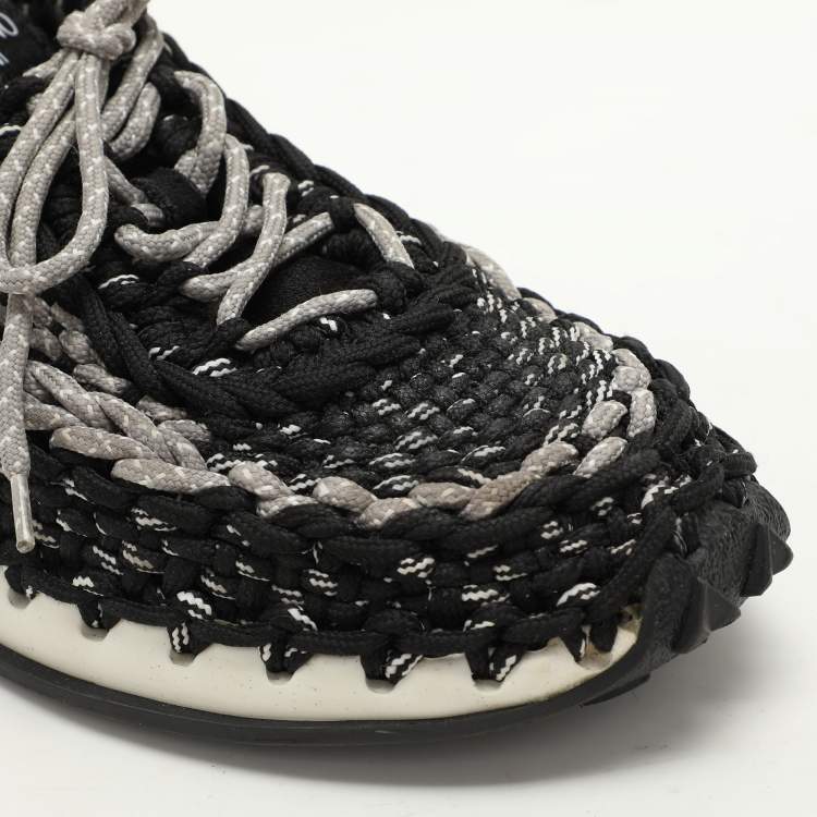 Pre Owned Valentino Black/Grey Crochet Low Top Sneakers Size 43