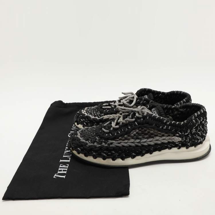 Pre Owned Valentino Black/Grey Crochet Low Top Sneakers Size 43