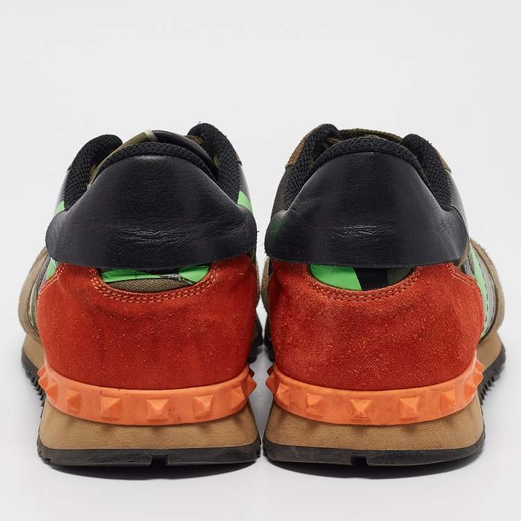 Pre Owned Valentino Multicolor Canvas and Leather Rockrunner Low Top Sneakers Size 45