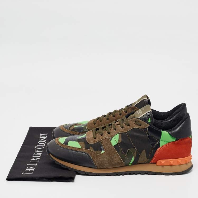 Pre Owned Valentino Multicolor Canvas and Leather Rockrunner Low Top Sneakers Size 45