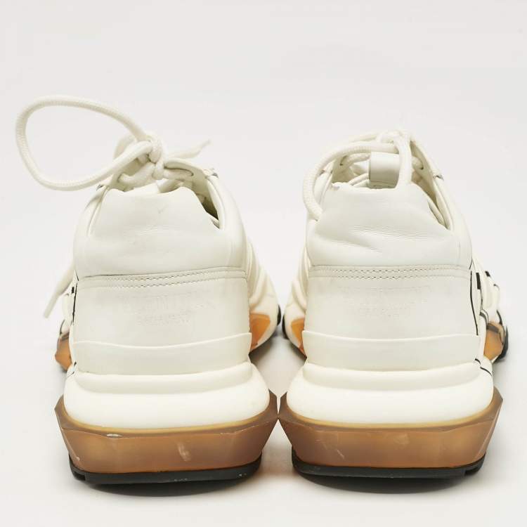 Pre Owned Valentino White Leather VLogo Lace Up Sneakers Size 42.5