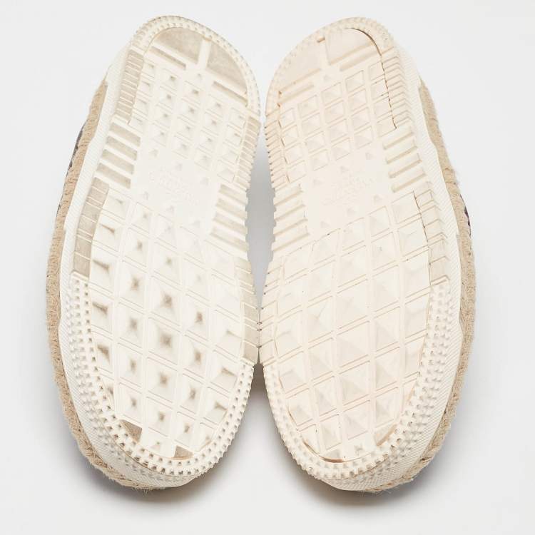 Pre Owned Valentino Burgundy Leather Slip On Espadrille Sneakers Size 42