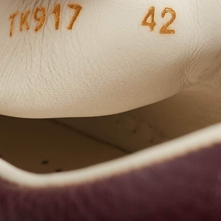 Pre Owned Valentino Burgundy Leather Slip On Espadrille Sneakers Size 42