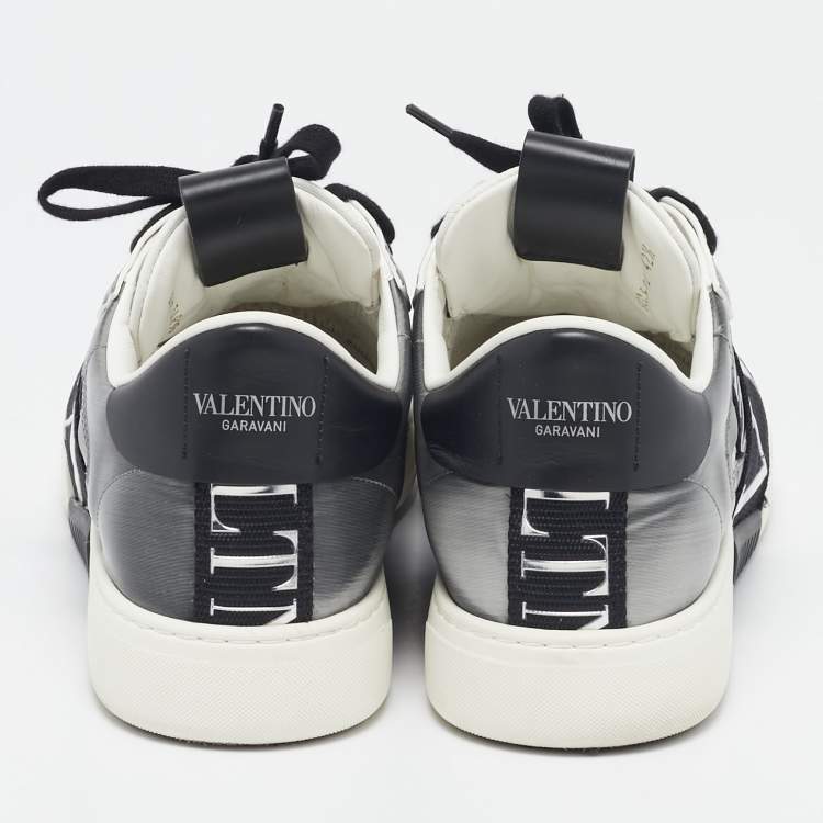 Pre Owned Valentino White/Grey Canvas and Leather VL7N Low Top Sneakers Size 42.5