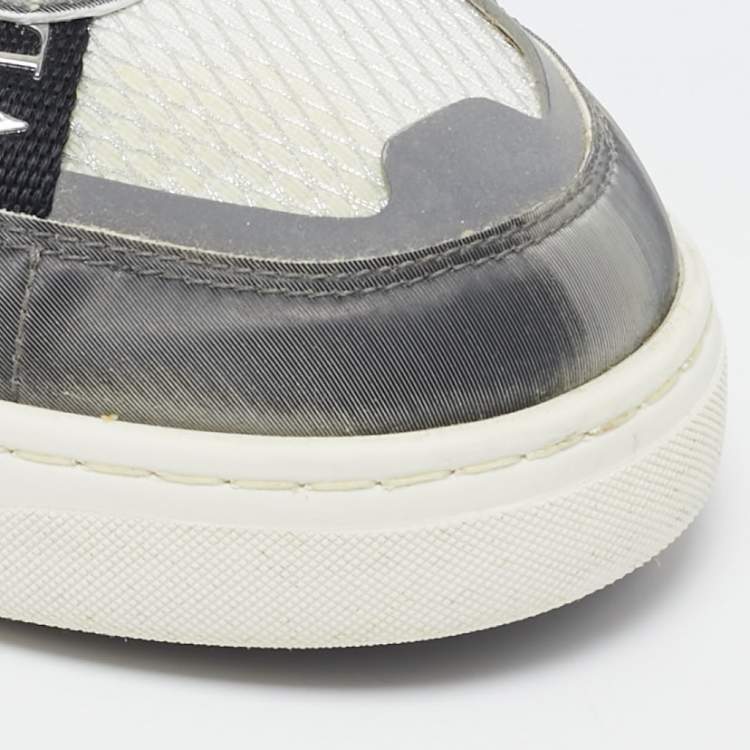 Pre Owned Valentino White/Grey Canvas and Leather VL7N Low Top Sneakers Size 42.5