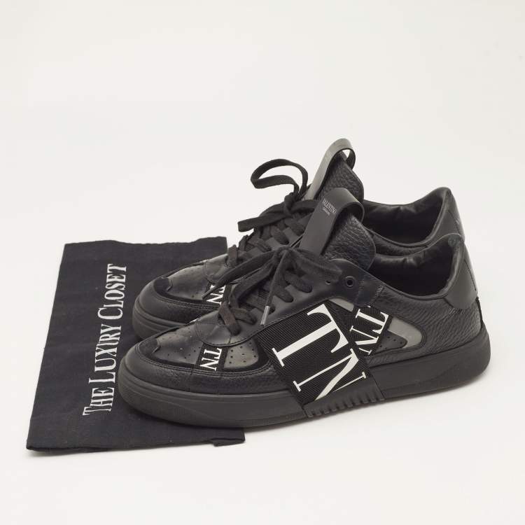 Pre Owned Valentino Black Leather and Canvas VL7N Sneakers Size 41
