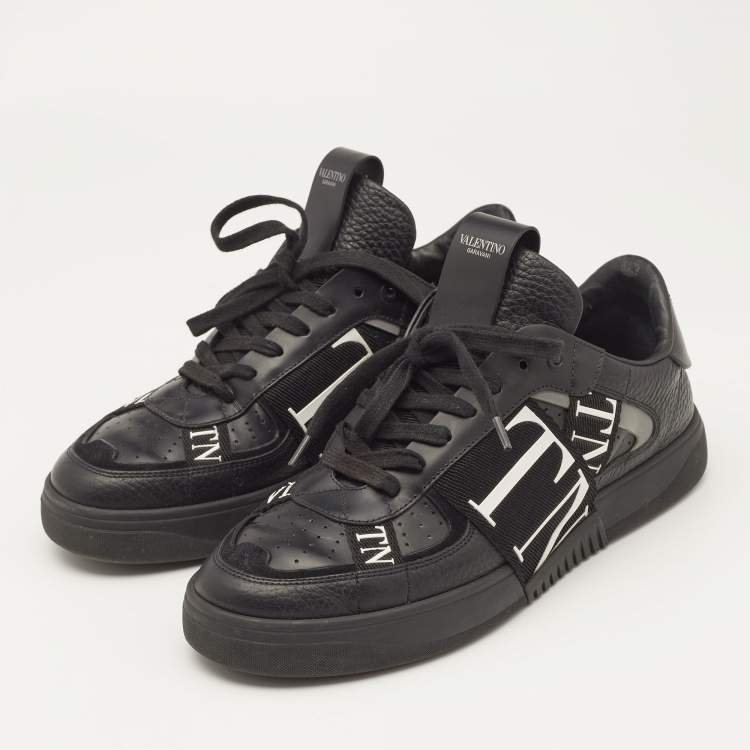 Pre Owned Valentino Black Leather and Canvas VL7N Sneakers Size 41