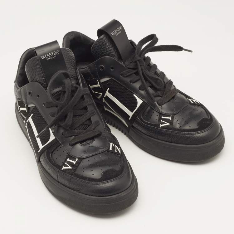 Pre Owned Valentino Black Leather and Canvas VL7N Sneakers Size 41