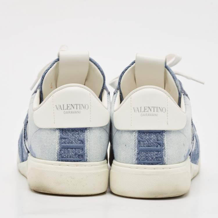 مملوكة مسبقًا Valentino Blue/White Leather and Canvas VL7N Sneakers Size 40