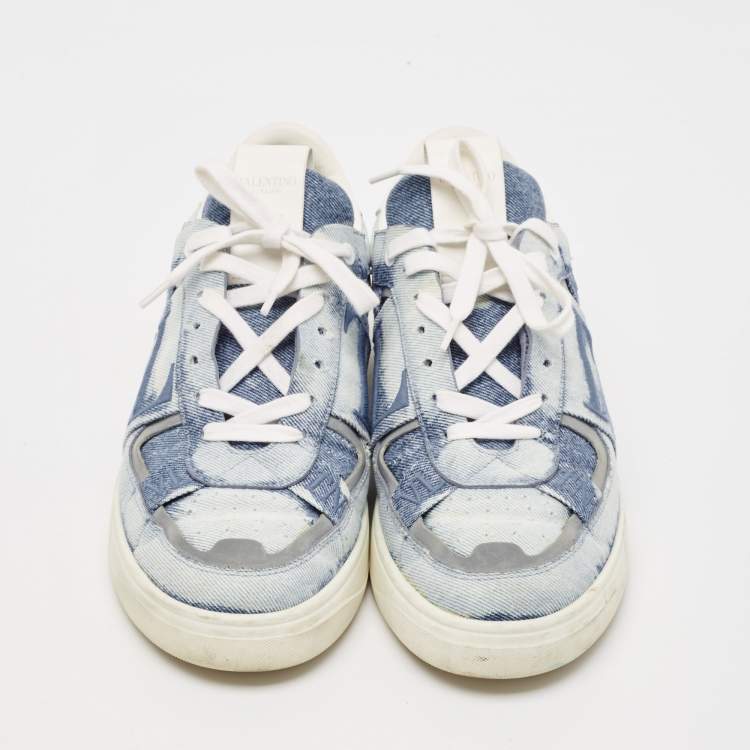 مملوكة مسبقًا Valentino Blue/White Leather and Canvas VL7N Sneakers Size 40