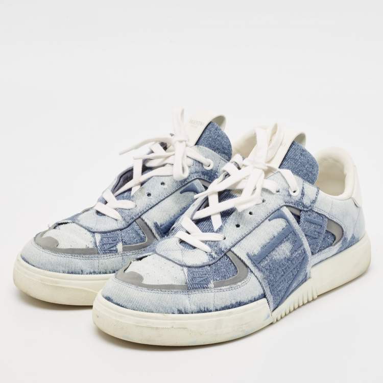 مملوكة مسبقًا Valentino Blue/White Leather and Canvas VL7N Sneakers Size 40