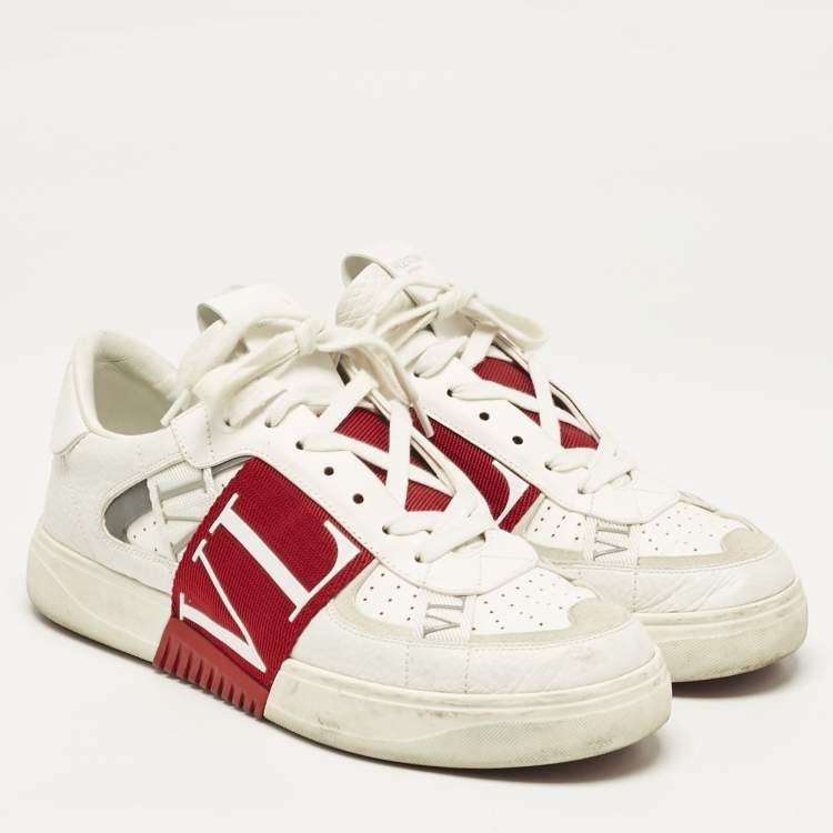 Pre Owned Valentino White Leather VLTN Low Top Sneakers Size 39