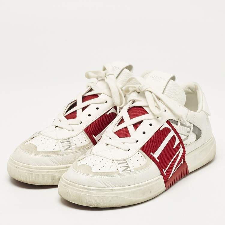 Pre Owned Valentino White Leather VLTN Low Top Sneakers Size 39