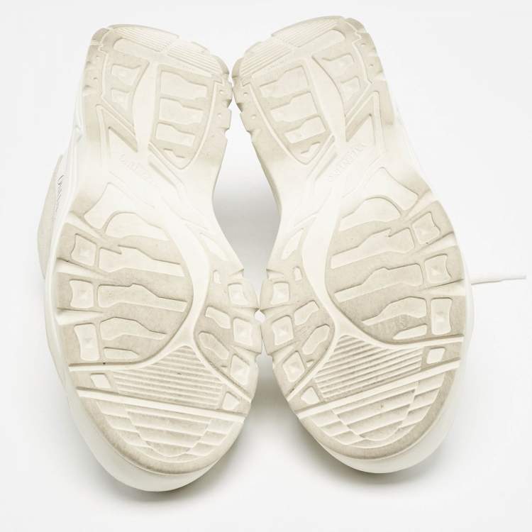 مملوكة مسبقًا Valentino White Suede and Leather Gumboy Sneakers Size 42