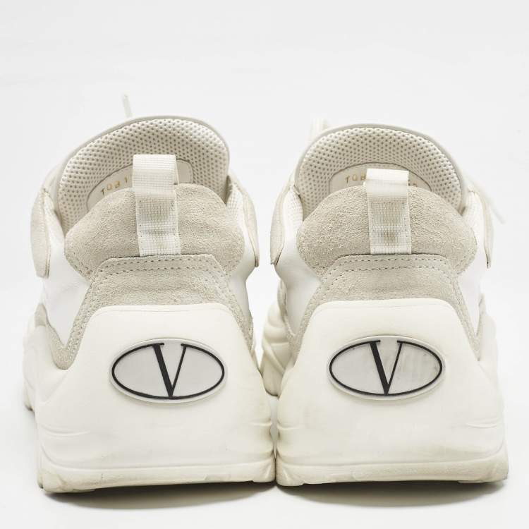 مملوكة مسبقًا Valentino White Suede and Leather Gumboy Sneakers Size 42