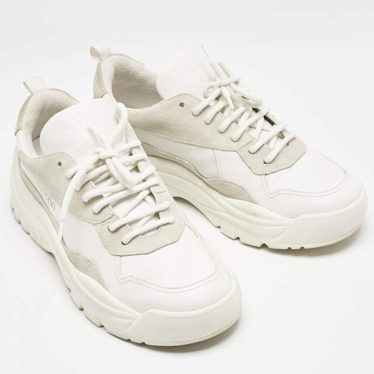 مملوكة مسبقًا Valentino White Suede and Leather Gumboy Sneakers Size 42