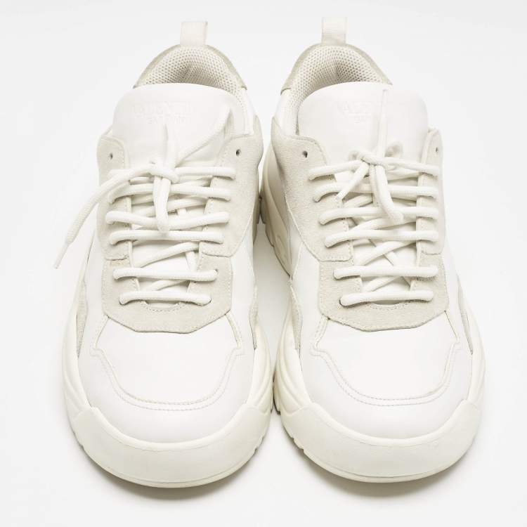مملوكة مسبقًا Valentino White Suede and Leather Gumboy Sneakers Size 42