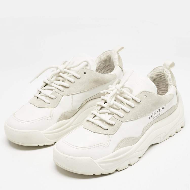 مملوكة مسبقًا Valentino White Suede and Leather Gumboy Sneakers Size 42