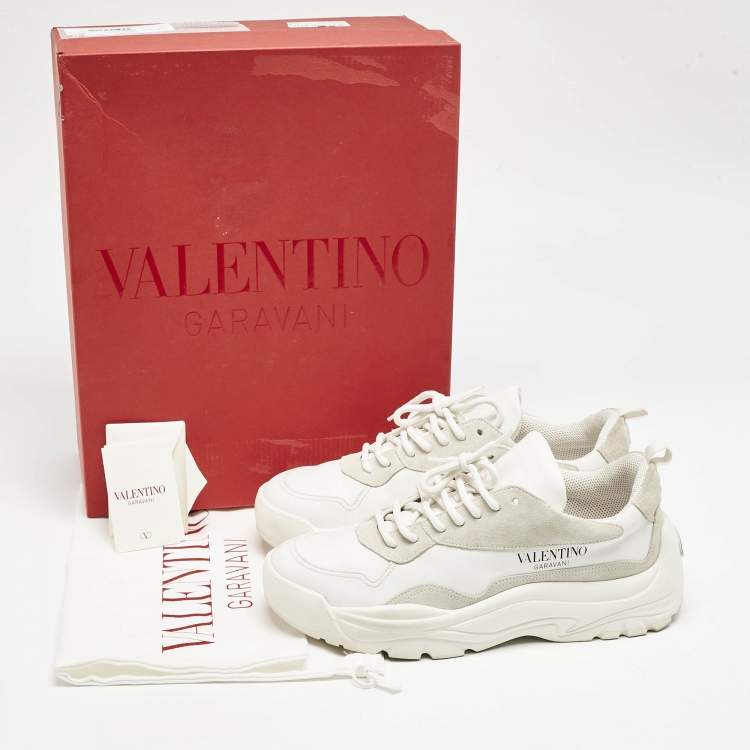 مملوكة مسبقًا Valentino White Suede and Leather Gumboy Sneakers Size 42