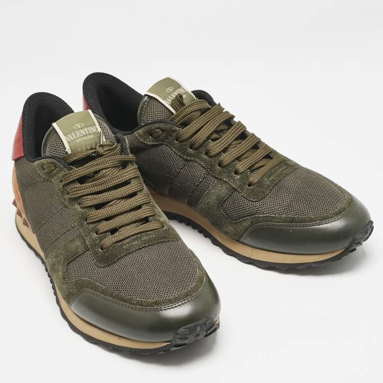 Pre Owned Valentino Multicolor Mesh and Suede Rockrunner Sneakers Size 43