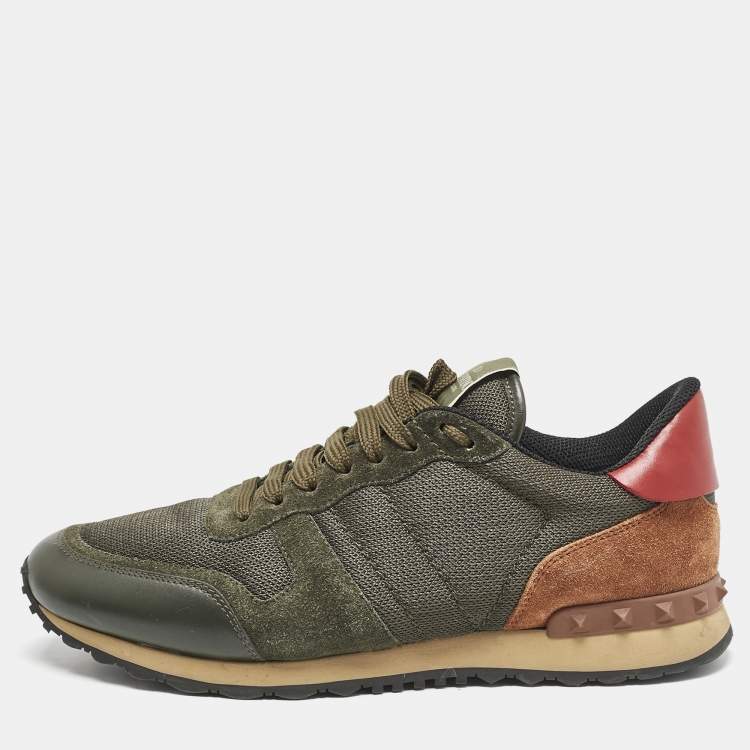 Pre Owned Valentino Multicolor Mesh and Suede Rockrunner Sneakers Size 43