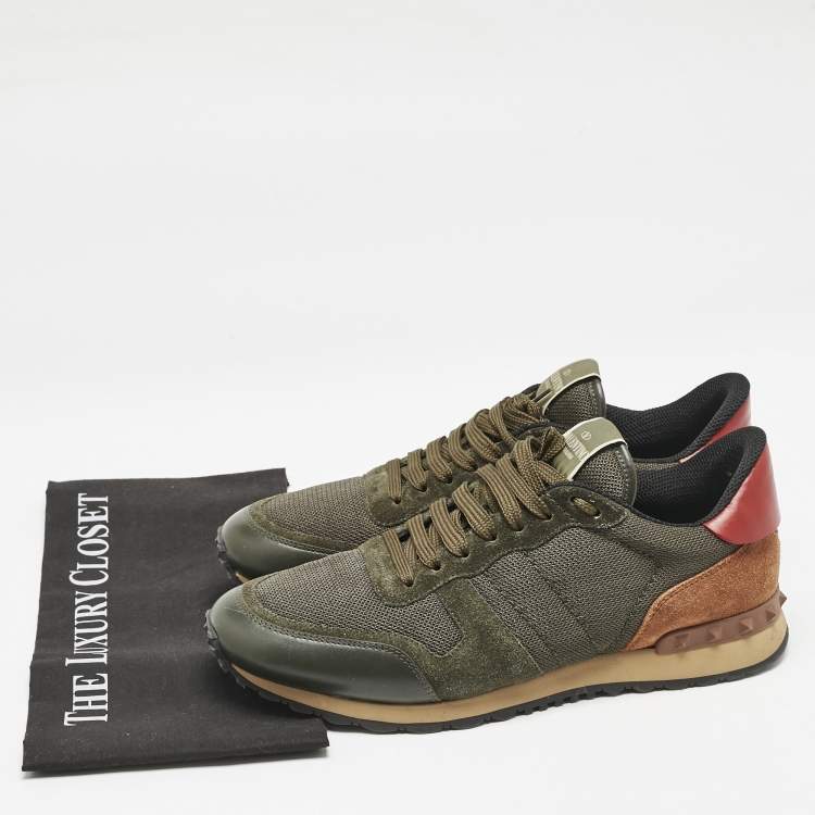 Pre Owned Valentino Multicolor Mesh and Suede Rockrunner Sneakers Size 43