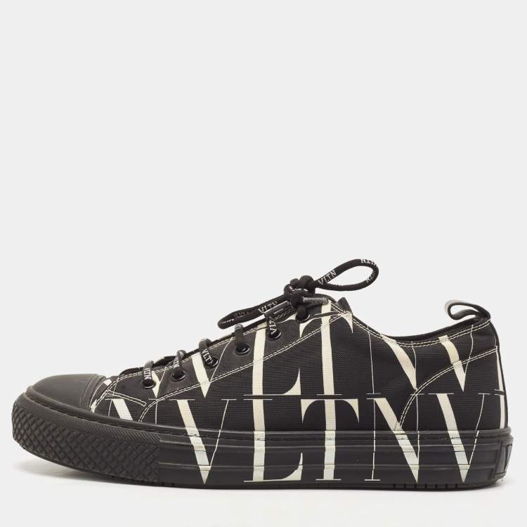 Pre Owned Valentino Black/White Canvas VLTN TIMES Giggies Lace Up Sneakers Size 42