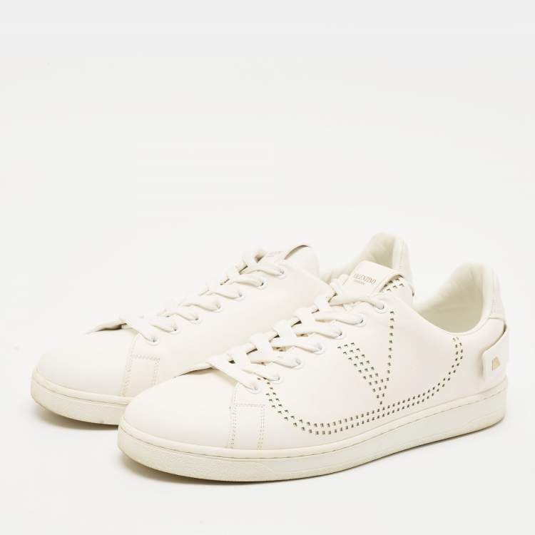 Pre Owned Valentino White Leather Backnet Sneakers Size 43