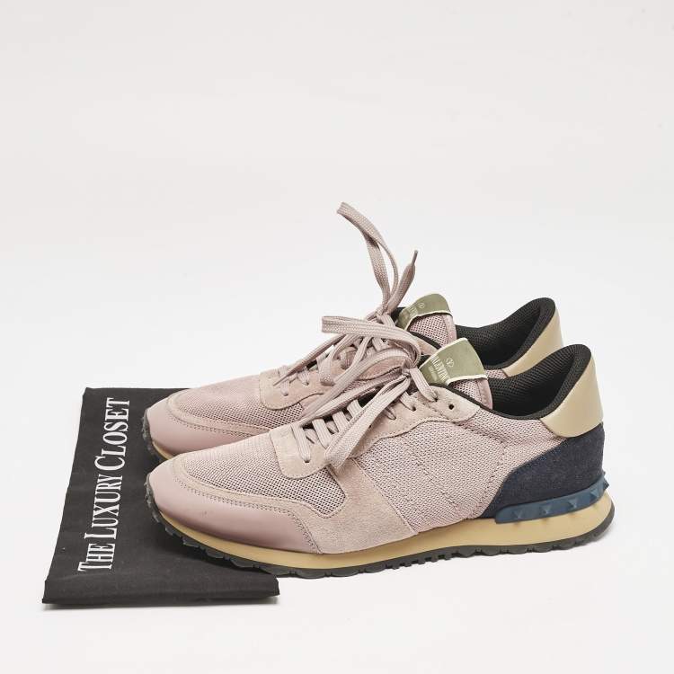 Pre Owned Valentino Multicolor Leather and Suede Rockrunner Sneakers Size 45
