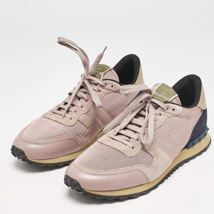 Pre Owned Valentino Multicolor Leather and Suede Rockrunner Sneakers Size 45