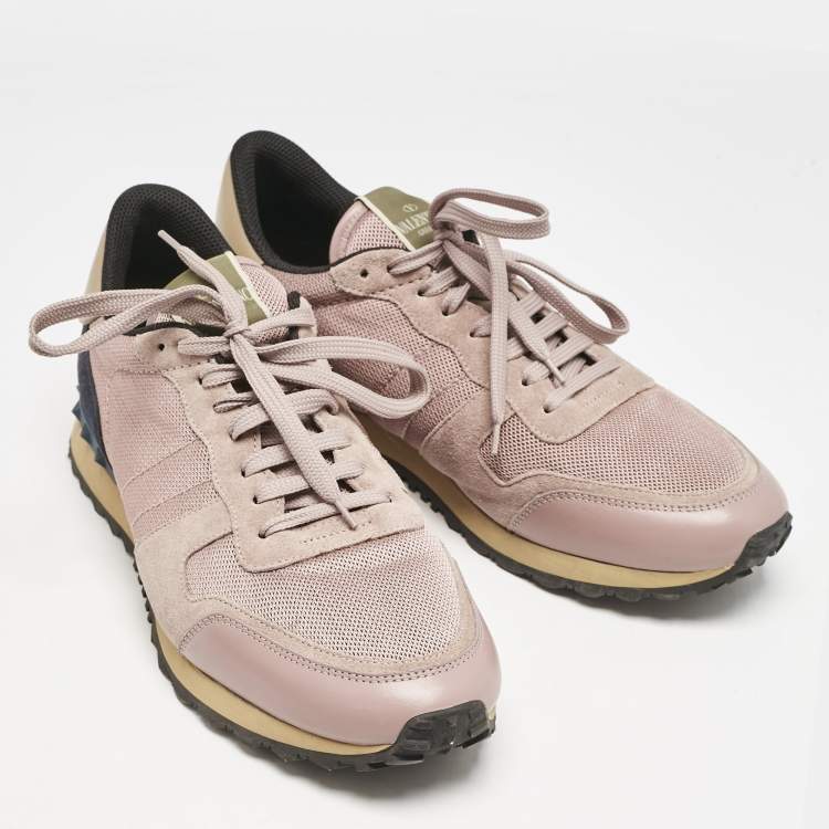 Pre Owned Valentino Multicolor Leather and Suede Rockrunner Sneakers Size 45