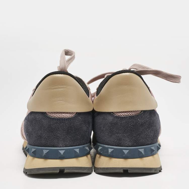 Pre Owned Valentino Multicolor Leather and Suede Rockrunner Sneakers Size 45