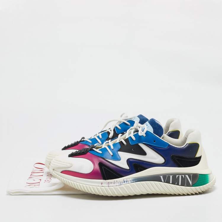 Pre Owned Valentino Multicolor Leather and Neoprene Wade Runner Sneakers Size 43.5