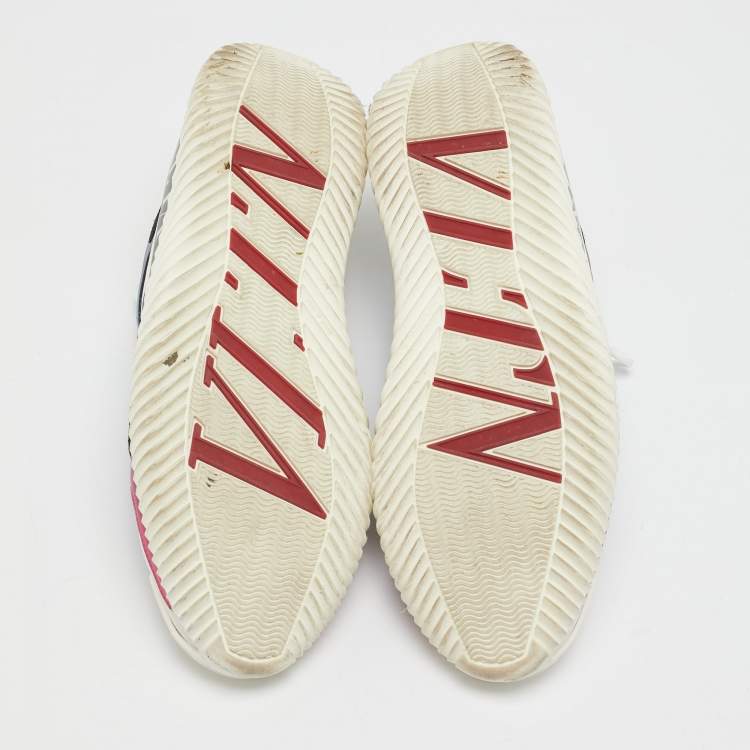 Pre Owned Valentino Multicolor Leather and Neoprene Wade Runner Sneakers Size 43.5