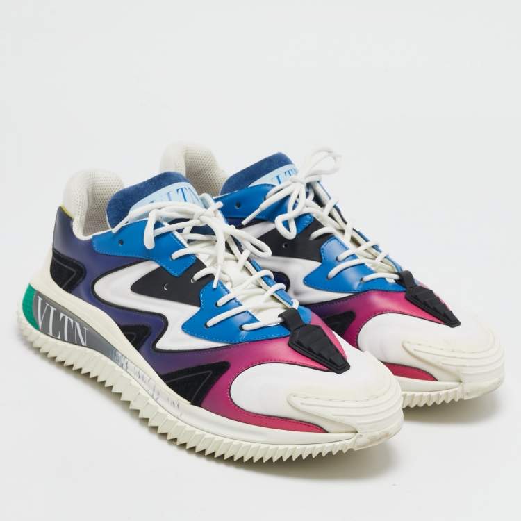 Pre Owned Valentino Multicolor Leather and Neoprene Wade Runner Sneakers Size 43.5