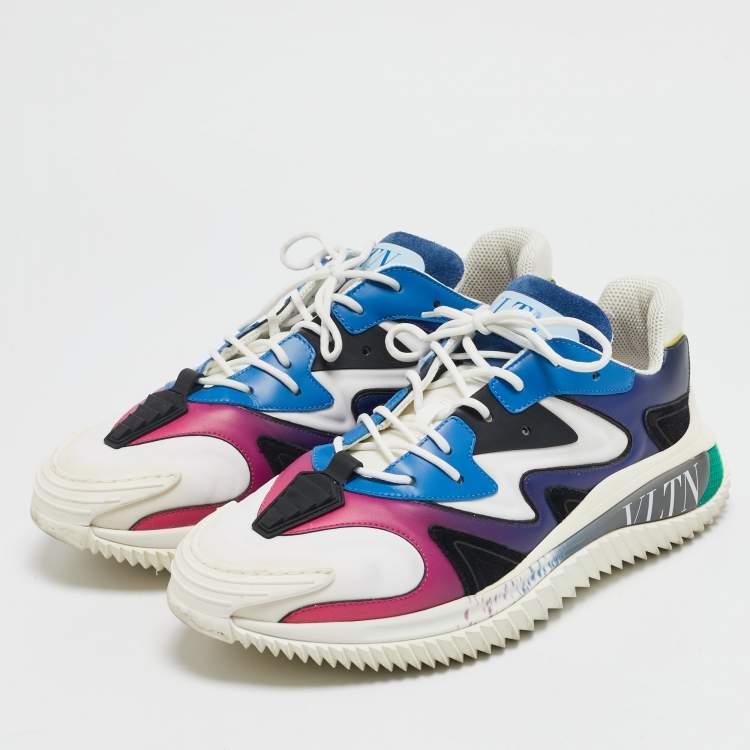 Pre Owned Valentino Multicolor Leather and Neoprene Wade Runner Sneakers Size 43.5
