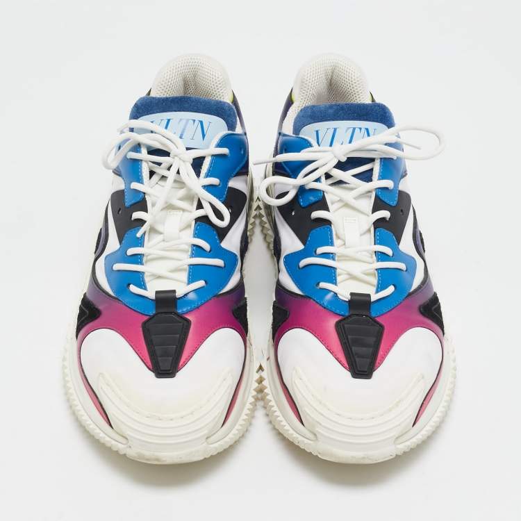 Pre Owned Valentino Multicolor Leather and Neoprene Wade Runner Sneakers Size 43.5