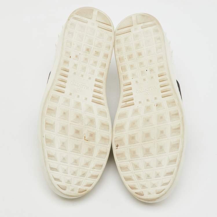 Pre Owned Valentino White/Black Leather Open Sneakers Size 43