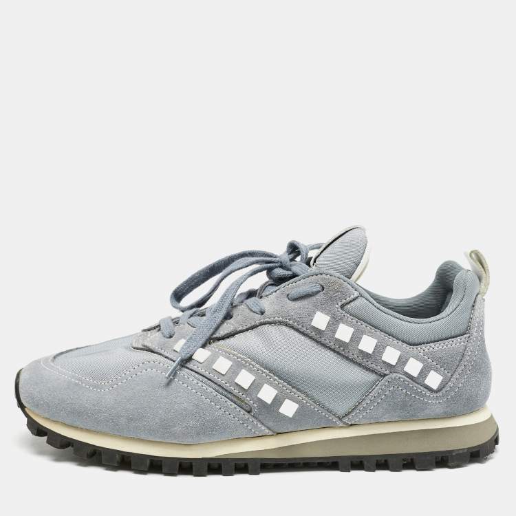 Pre Owned Valentino Blue Mesh and Suede Rockrunner Sneakers Size 40.5