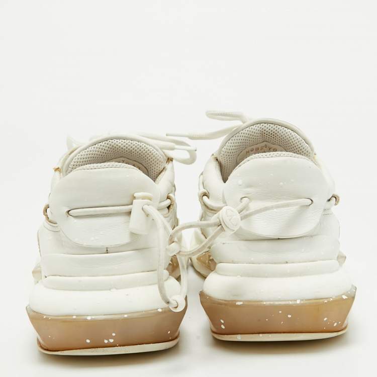 Pre Owned Valentino White Leather Bounce Lace Up Sneakers Size 43
