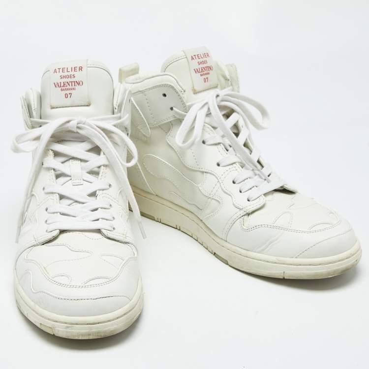 Pre Owned Valentino White Leather Atelier High Top Sneakers Size 43
