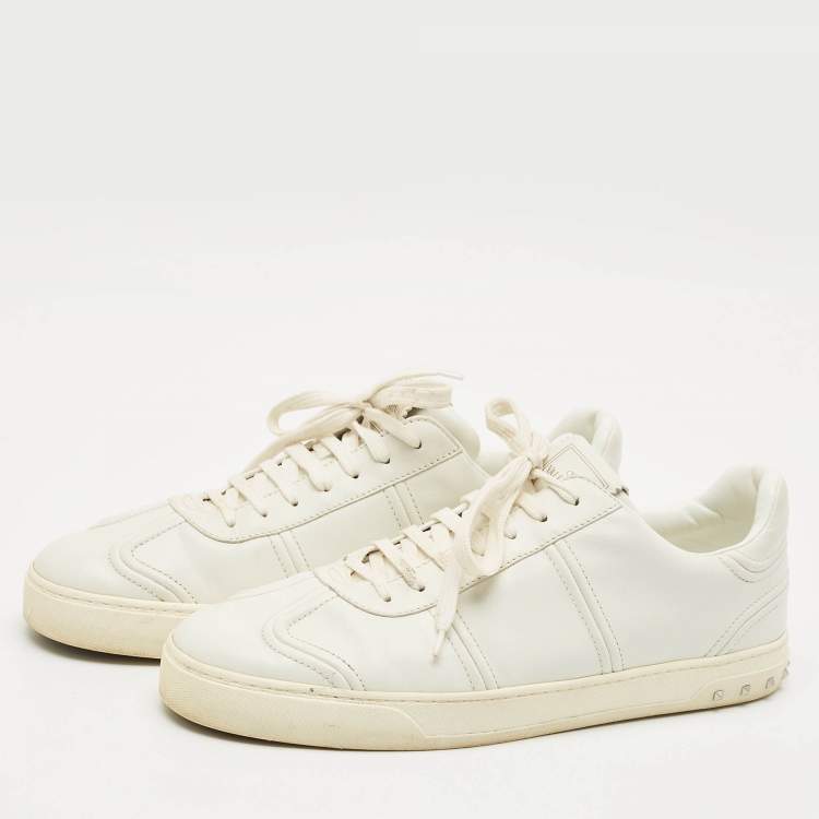 Pre Owned Valentino White Leather Upvillage Low Top sneakers Size 45
