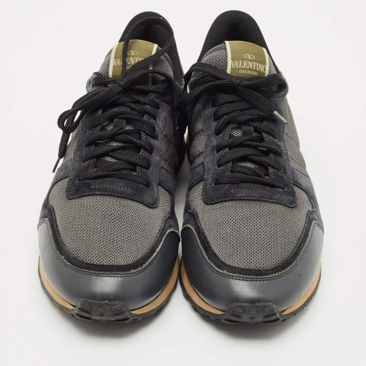 Pre Owned Valentino Multicolor Suede and Leather Rockrunner Sneakers Size 45