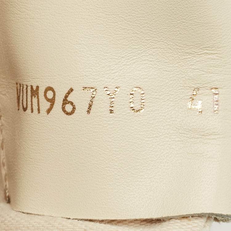 Pre Owned Valentino Beige Embroidered Fabric Low Top Sneakers Size 41