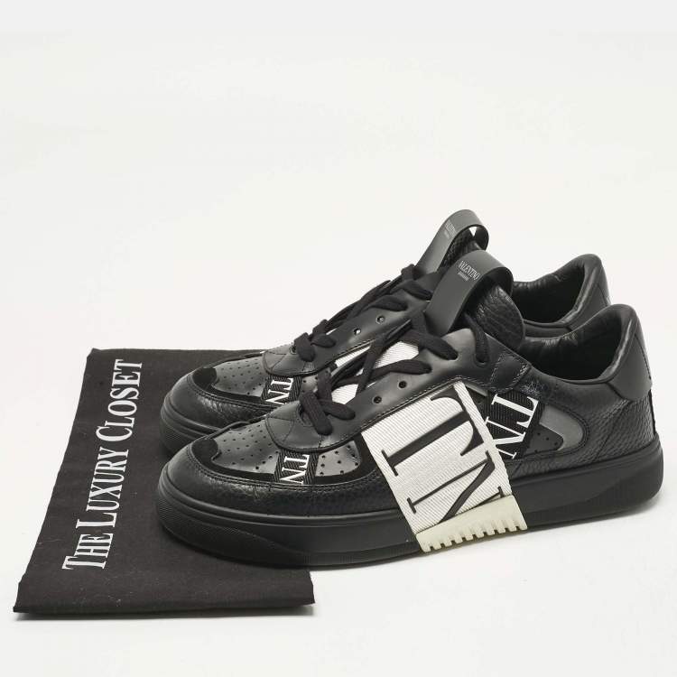 Pre Owned Valentino Black Leather, Canvas and Suede VL7N Low Top Sneakers Size 40
