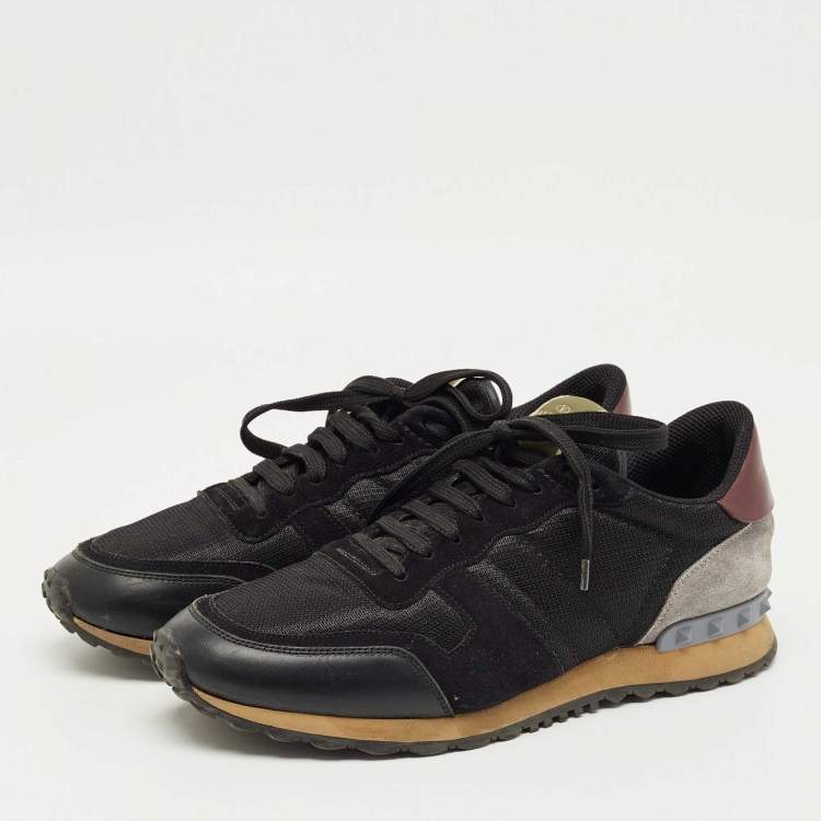 Pre Owned Valentino Tricolor Leather and Mesh Rockrunner Sneakers Size 42